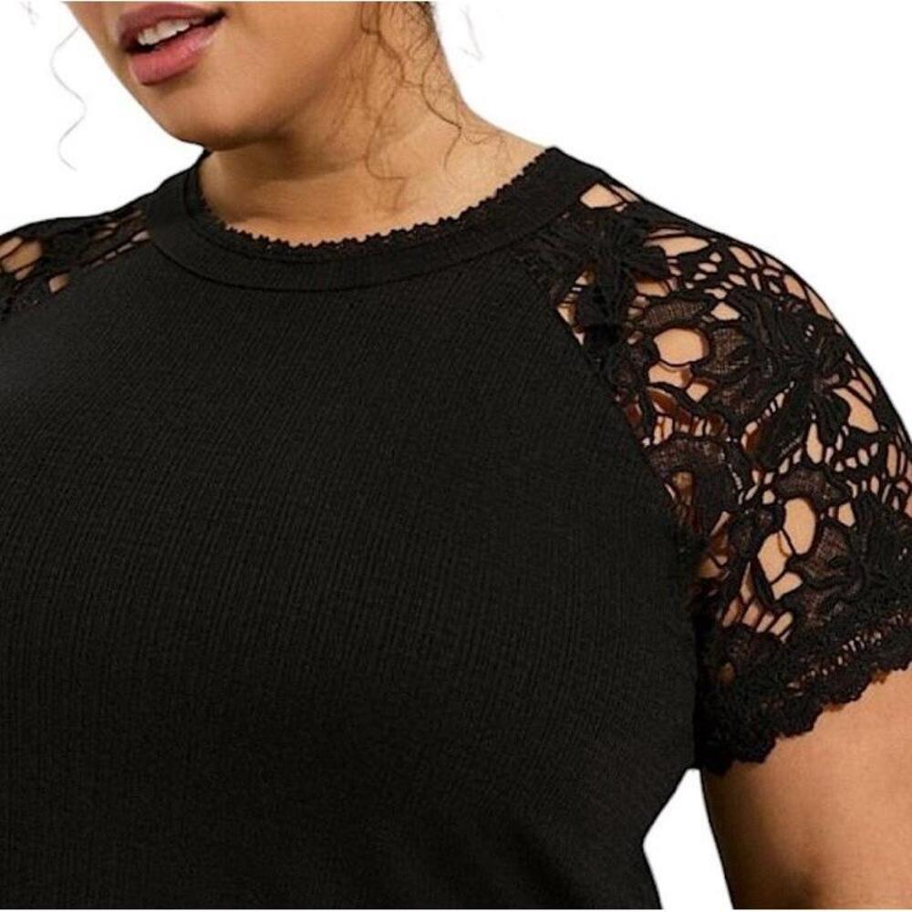 TORRID Textured Jersey Crew‎ Neck Crochet Raglan Top NWT Size 6X